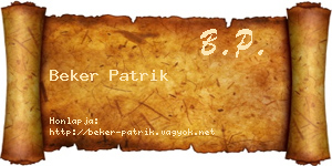 Beker Patrik névjegykártya